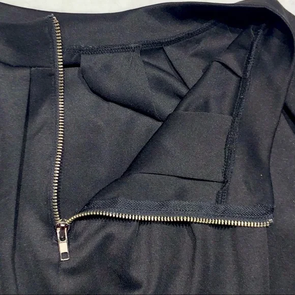 Black Flowy Mini Skirt with Back Zipper - Picture 8 of 9